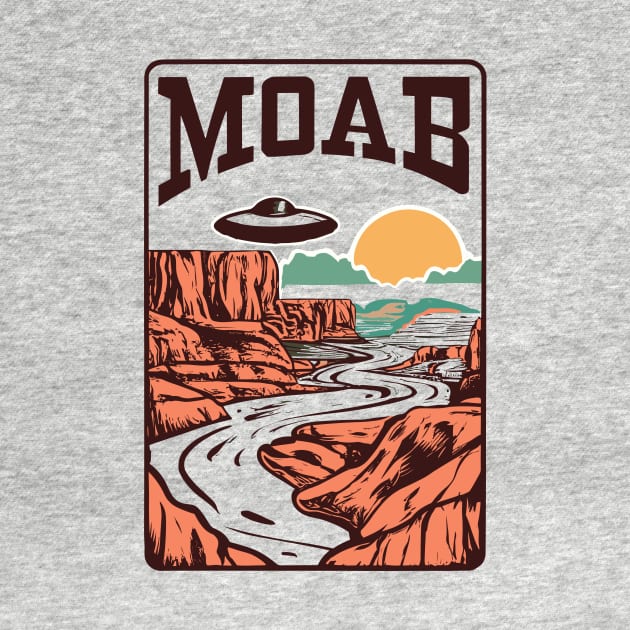 Moab Desert Canyon Retro UFO Illustration - Vintage Extraterrestrial Art by TeeTrendz